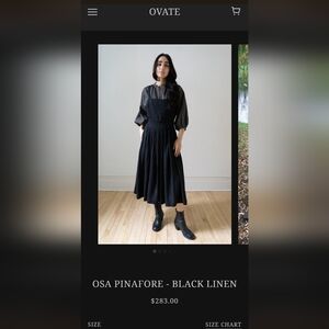 ***SOLD***Ovate Osa Black Linen Pinafore Size L